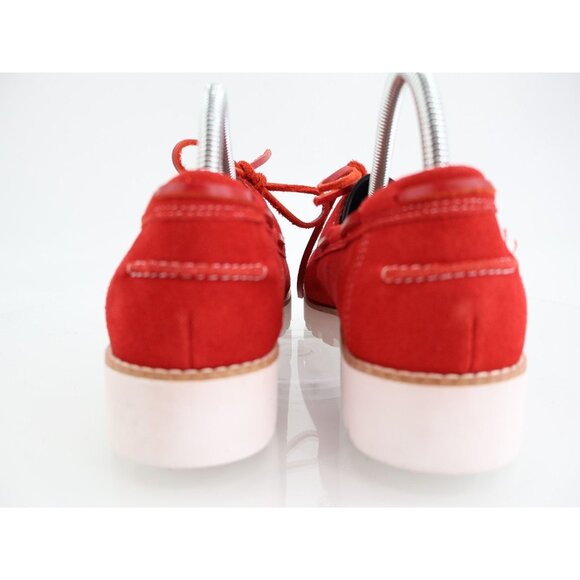 Donald Pliner Harlie Platform Loafer Boat Shoe Slip On Size 10 Red Suede - Picture 5 of 14